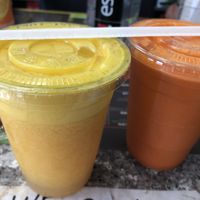 Oj and celery ginger cucumber juice   at Olive Deli & Cafe in Queens