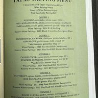 Vegan degustation tapas menu in early November 2024 at Rústico At Hay Shed Hill in Wilyabrup