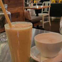 Mango smoothie and chai tea at Living Kitchen - South End in Charlotte