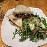 Eggplant bacon, fig, & apple grilled cheese on sourdough   at Living Kitchen - South End in Charlotte