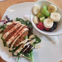 Crab Cake Benedict with Fruit at Living Kitchen - South End in Charlotte