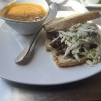 BBQ mushroom and mushroom chowder   at Living Kitchen - South End in Charlotte