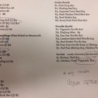 Vegan options circled  at Dumpling House in Rochester