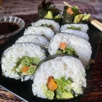 Asked them to hold the cream cheese, but they didn’t replace it with more veggies. Too much rice.  at Sakura Shokudou in Oaxaca