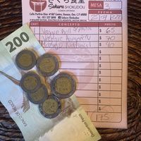 175 pesos for a great dinner + tip = great price.  at Sakura Shokudou in Oaxaca