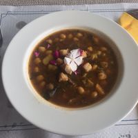 Soup with chick peas and potato at El Invernadero in Fuerteventura