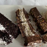Chocolate cake, Turron and a typical dessert from Fuerteventura   at El Invernadero in Fuerteventura