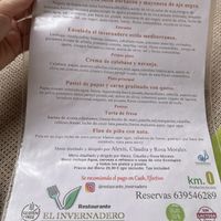 Menu in Spanish   at El Invernadero in Fuerteventura