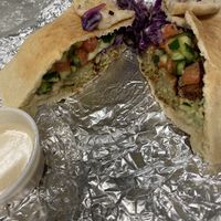 Falafel pita with red cabbage, hummus, veggies   at Naf Naf Grill in Indianapolis