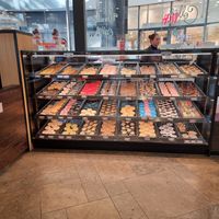 counter with donuts  at Dunkin' in Eindhoven