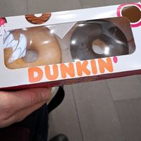 Classic glaze and chocolate at Dunkin' in Eindhoven