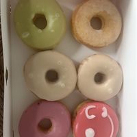 All vegan! (Matcha, classic, chai, beetroot and jam)  at Dunkin' - CS in Utrecht