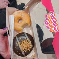 Peanut butter and glazed doughnut at Dunkin' in Utrecht