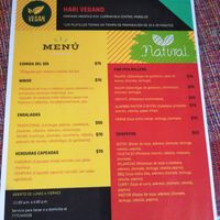 Menu at HARI in Cuernavaca