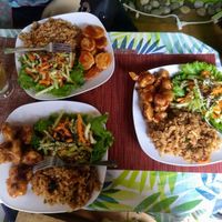 Chinese inspired rice with tempura and salad at HARI in Cuernavaca
