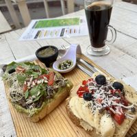 Garlic mushroom toast with sweet toast   at Elixir Spot in Puerto Vallarta