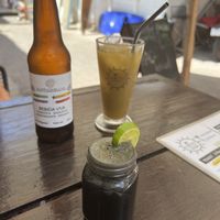 Kombucha and a ginger shot  at Elixir Spot in Puerto Vallarta