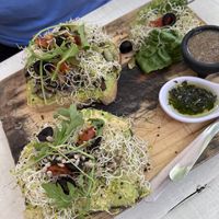 Hummus and Mushroom Avo Toasts 🥑 😍  at Elixir Spot in Puerto Vallarta