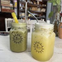 Green juice & agua del dia  at Elixir Spot in Puerto Vallarta