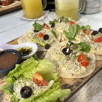 Hummus toast on corn tortillas   at Elixir Spot in Puerto Vallarta