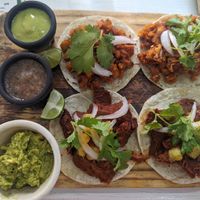 Pastor y picadillo tacos at Elixir Spot in Puerto Vallarta