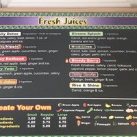 Fresh juice menu at Xtreme Juice in Tampa