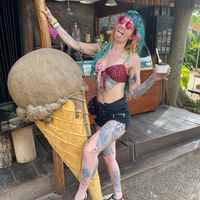 Vegan coconut chocolate afogato enjoyed by my love  at Tulum Creamery in Tulum