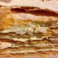 Vegan pastry- Mille fois/ feuille- has puff pastry with vegan lemon creme and powdered sugar
 at Dama Pastry and Restaurant in Arlington