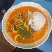 Panang curry with vegan shrimp  at Family Thais Asian Bistro in Dallas