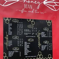 The menu at The Honey Bean Coffee and Tea in Junction