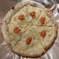 Vegan potato pizza at La Piccola Nonna Pizza in Stockholm