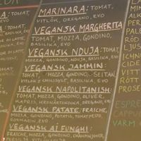 Vegan menu as of October 2025 at La Piccola Nonna Pizza in Stockholm