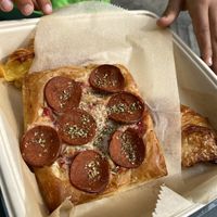 Vegan Pizza. Delicious! at Chaumont Vegan in Beverly Hills