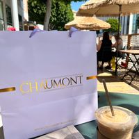 Latte with pain suisse at Chaumont Vegan in Beverly Hills