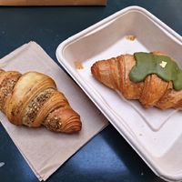 Zahtar croissant and matcha croissant at Chaumont Vegan in Beverly Hills