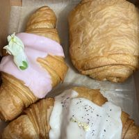 Strawberry, pain au chocolat, and earl grey croissants   at Chaumont Vegan in Beverly Hills