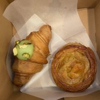 Pistachio croissant and apricot roll  at Chaumont Vegan in Beverly Hills