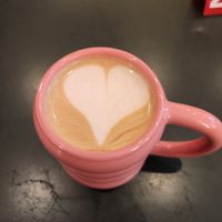 Latte coffee at Chaumont Vegan in Beverly Hills