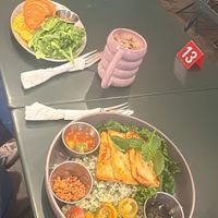 Tofu bowl, egg and cheese, vegan croissant  at Chaumont Vegan in Beverly Hills