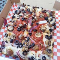 Vegan cheese, mushroom, onion, black olives at Guerrilla Pizza  in Las Vegas