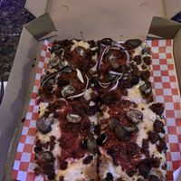 Vegan sausage mushroom and (half) red onion  at Guerrilla Pizza  in Las Vegas