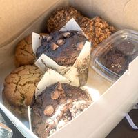 Chocolate muffins, peanut butter cookies, and other pastries   at Vegan Taste in Toledo