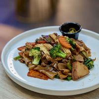 Vegan Stir-Fried Kway Teow with OnlyEg and Shandi Global Chicken in Black Soy Sauce at Bangkok Jam - Dhoby Ghaut in Central Singapore