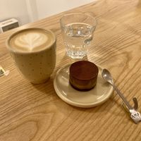 Hot latte and raw tiramisu   at Rawberry in Ho Chi Minh City