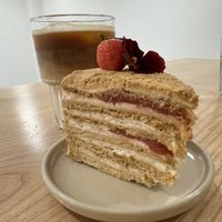 ‘Honey’ Cake and Iced Oat Lattee  at Rawberry in Ho Chi Minh City