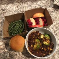 Vegan chili topped with avocado.  at White's Farm 2 Table  in Yakima
