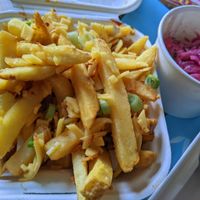 Loaded cheeze and onion fries and slaw at FEAST by L&B in Folkestone