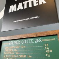 Coffee menu board  at Rising Star Coffee Roasters in Shaker Heights