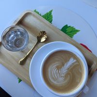 Oat milk latte at Rising Star Coffee Roasters in Shaker Heights
