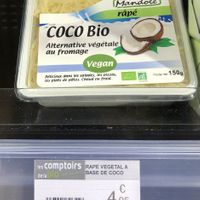 One of the two vegan cheeses  at Les Comptoirs de la Bio in Quiberon